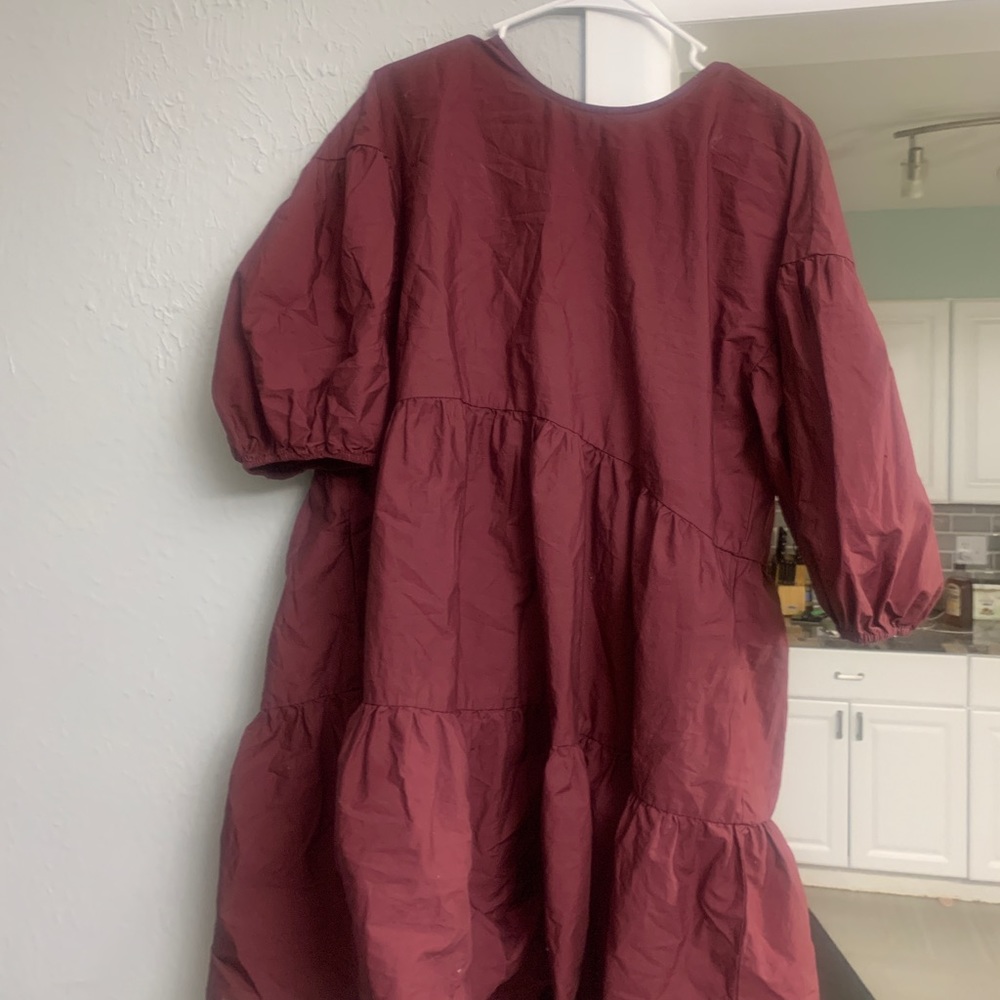 Burgundy Knee Length Dress